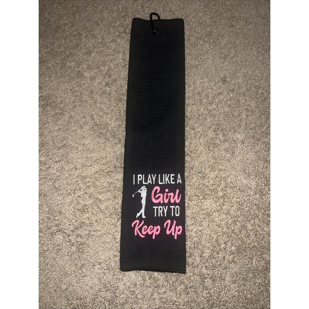 The Wolf Embroidered Golf Sport Towel I Play Like A Girl Try To Keep Up